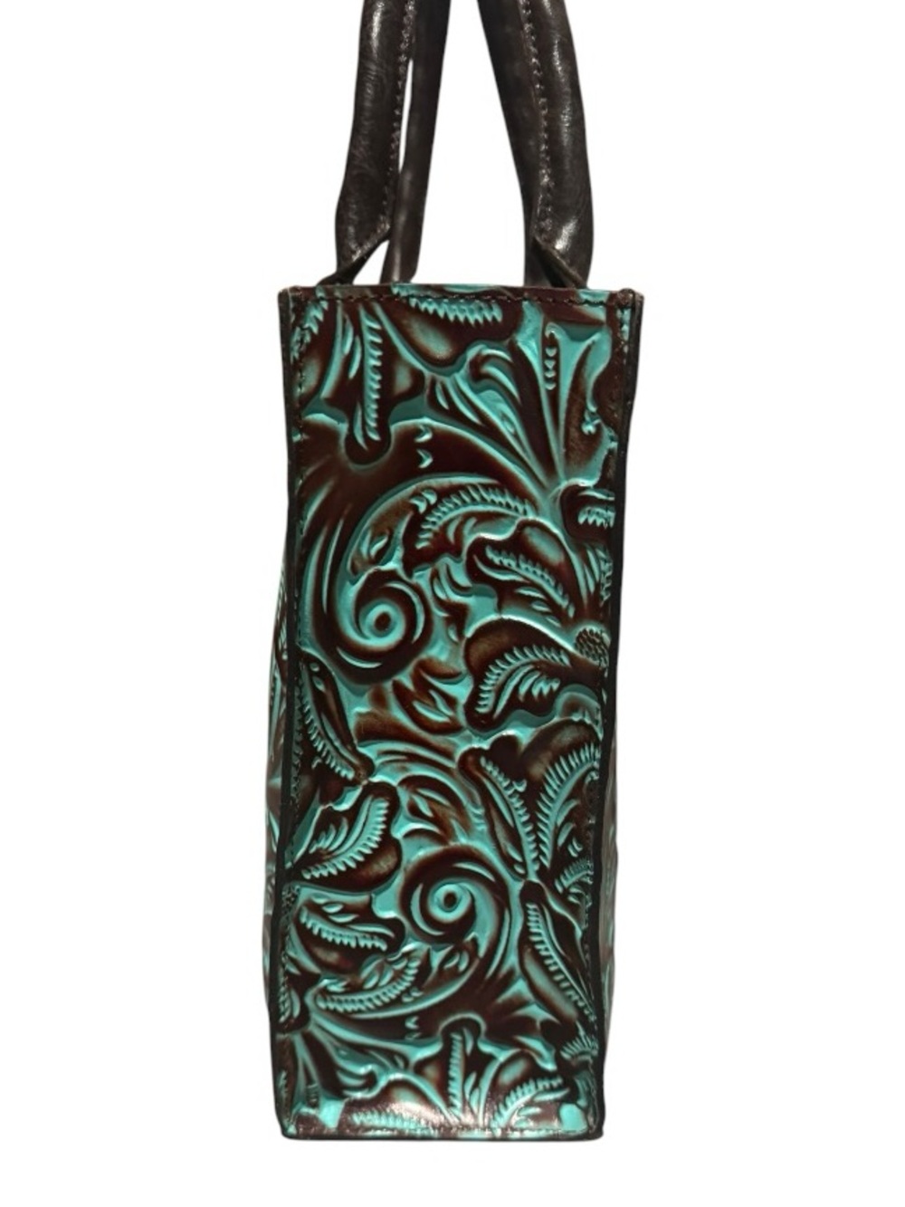 Patricia Nash Zancona Tooled Turquoise Leather Tote NWOT - Picture 6 of 8